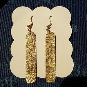 Faux leather gold bar earrings